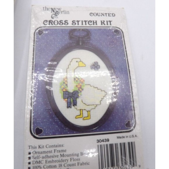 4 Mini Counted Cross Stitch Kits NOS Angel Ornmanet, Goose Santa  & Elf w frames - Picture 3 of 6